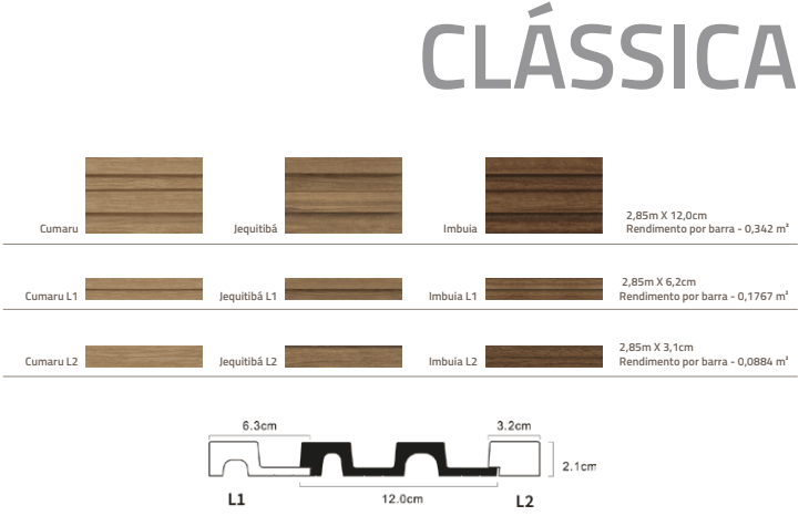 Painéis Ripados Almma Design Clássica Cumarú, Jequitibá e Imbuia Image