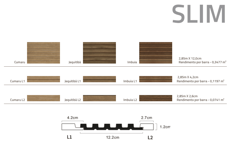 Painéis Ripados Almma Design Slim Cumarú, Jequitibá e Imbuia Image